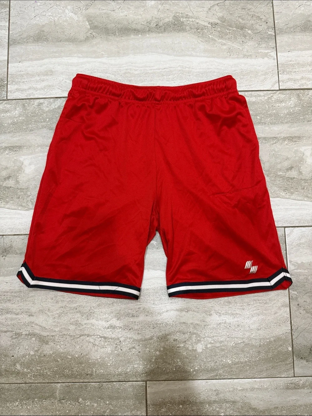 The Children's Place Red Mesh Athletic Shorts with Stripe Hem